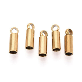 Endestykker/Endeafslutninger – Vandfast Rustfrit Stål (8,5x2,5mm, 4 stk.) - Uniq Perler - 122163