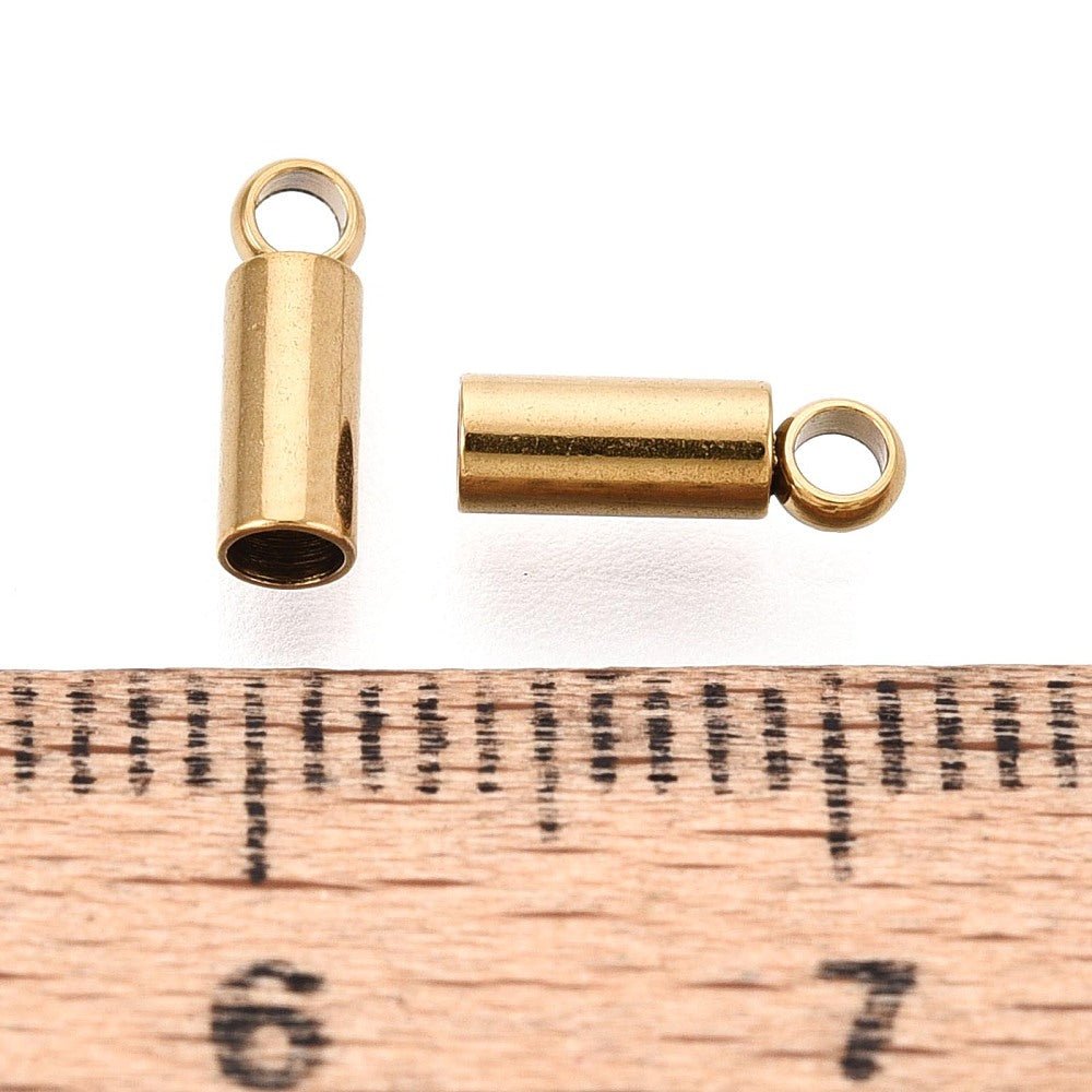 Endestykker/Endeafslutninger – Vandfast Rustfrit Stål (8,5x2,5mm, 4 stk.) - Uniq Perler - 122163