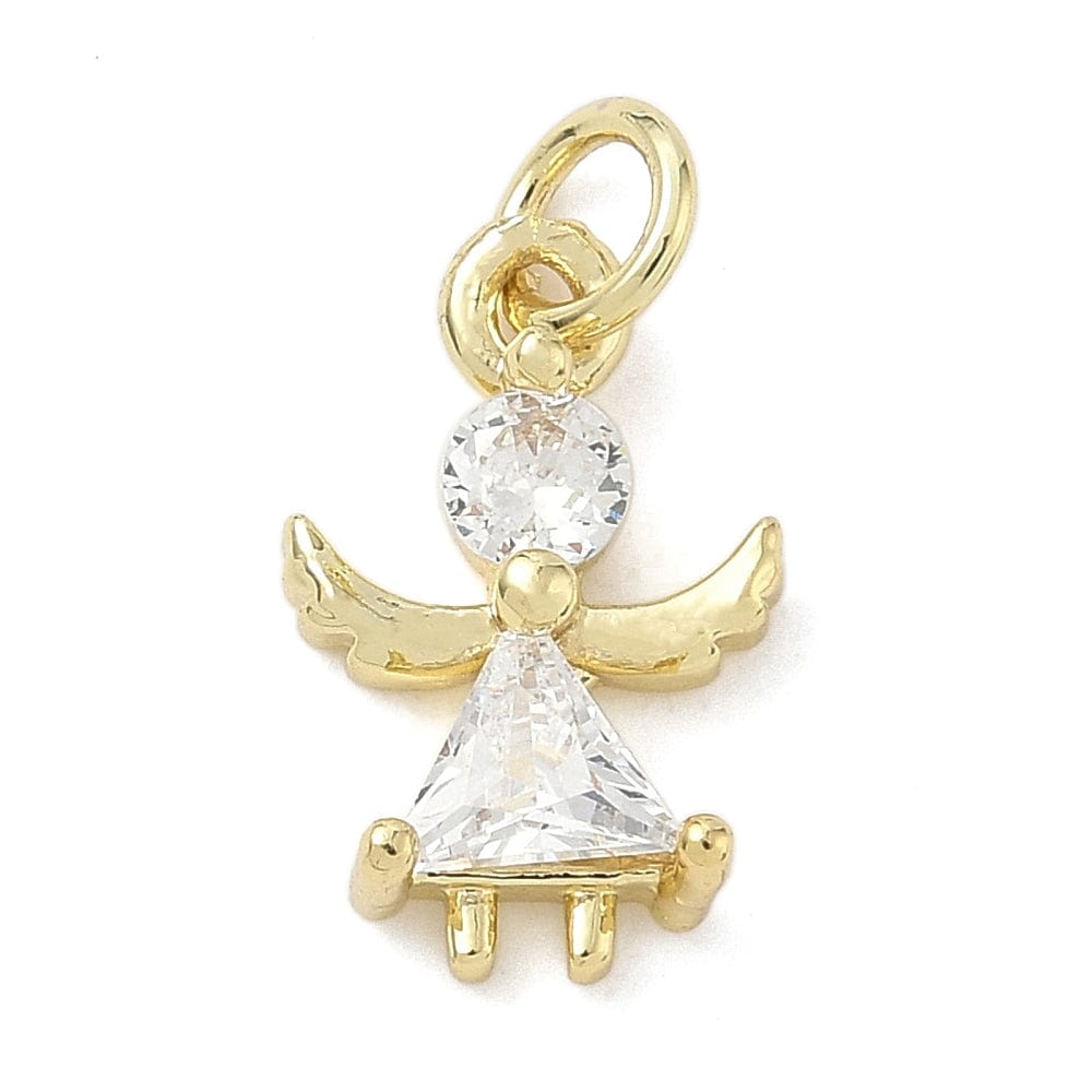 Engel Med Zirkonia - 18K Langtidsholdbar Forgyldt (9,5x14,5mm) - Uniq Perler - 115803