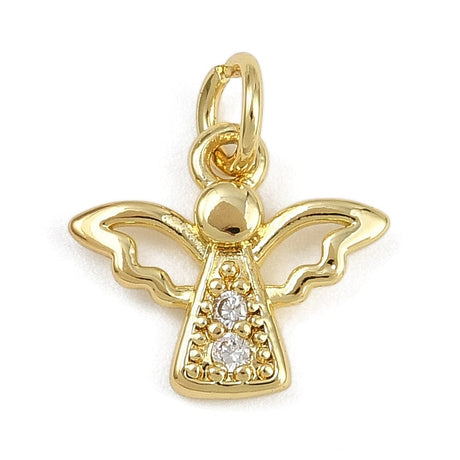 Engel Med Zirkonia - Langtidsholdbar Forgyldt (13x11,5mm) - Uniq Perler - 115809