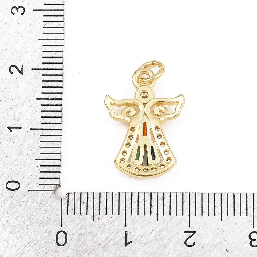 Engel Vedhæng Med Zirkonia – 18K Forgyldt Messing (18,5x13x3,5mm) - Uniq Perler - 122593