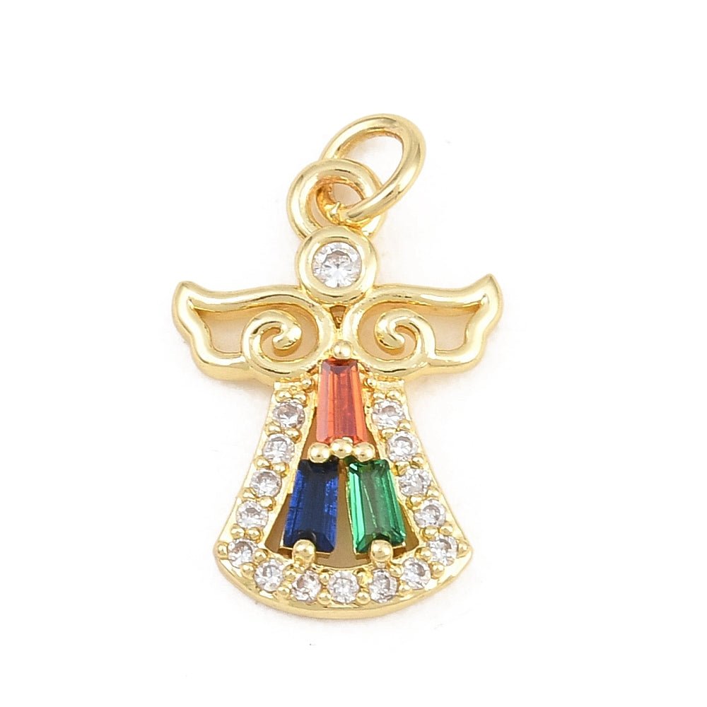 Engel Vedhæng Med Zirkonia – 18K Forgyldt Messing (18,5x13x3,5mm) - Uniq Perler - 122593