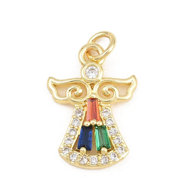 Engel Vedhæng Med Zirkonia – 18K Forgyldt Messing (18,5x13x3,5mm) - Uniq Perler - 122593