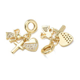 Engle Kors Hjerte Vedhæng Med Zirkonia – 18K Forgyldt Messing - Uniq Perler - 122506
