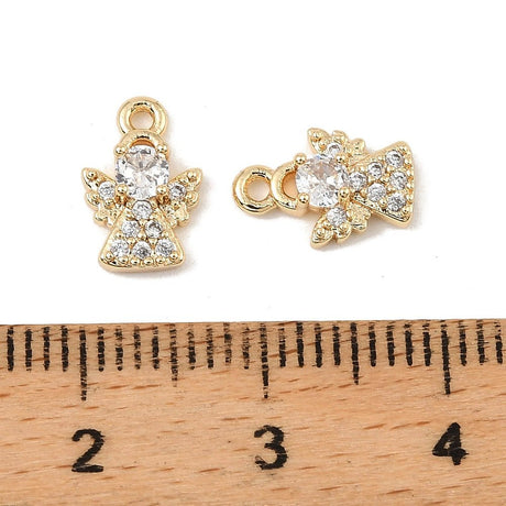 Engle med zirkonia sten, Forgyldt (str. 7x10x3,5 mm) 2 stk. - Uniq Perler - 