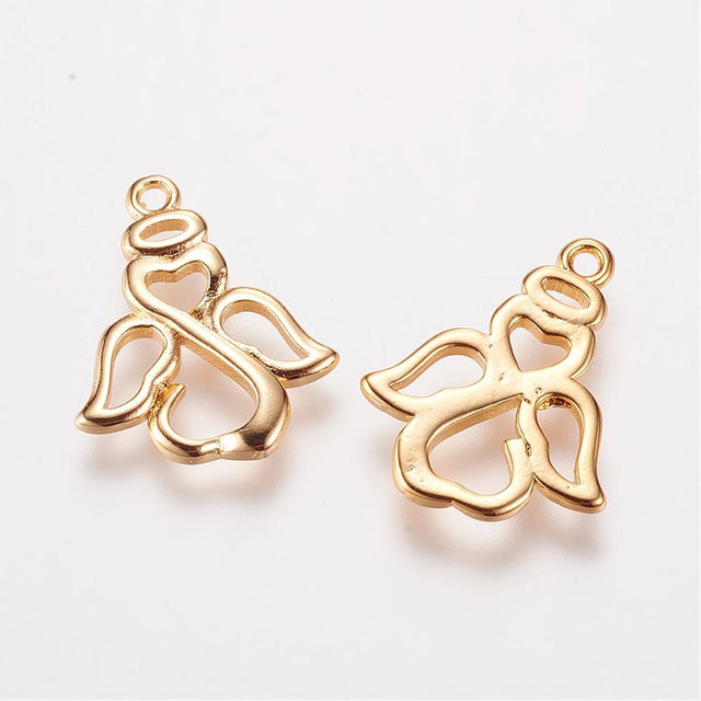 Engle Vedhæng – 18K Forgyldt Messing (16x14mm, 6 stk) - Uniq Perler - 115960