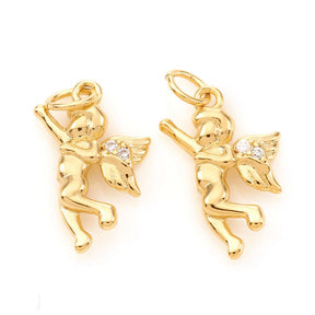 Änglar Hänge – 18K Förgylld, Zirkonia (14x9mm) - Uniq Perler - 