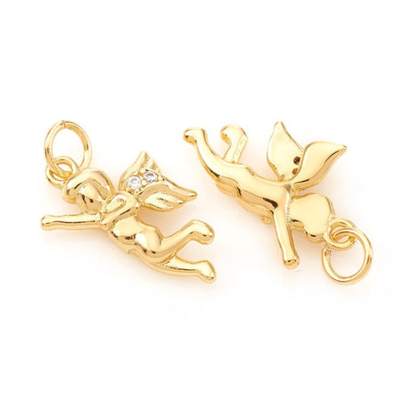 Engle Vedhæng – 18K Forgyldt, Zirkonia (14x9mm) - Uniq Perler - 