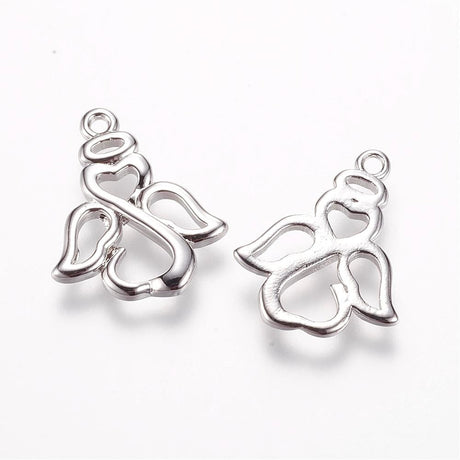 Engle Vedhæng – Platinfarvet Messing (16x14mm, 6 stk) - Uniq Perler - 115959