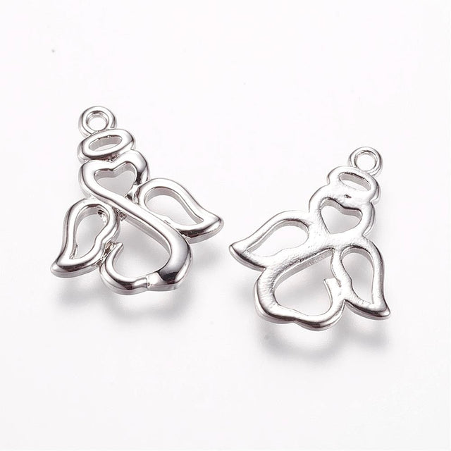 Engle Vedhæng – Platinfarvet Messing (16x14mm, 6 stk) - Uniq Perler - 115959