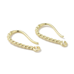 Einfacher Ohrhaken mit Zöpfen, 14K Vergoldet, (17x9mm) - Uniq Perler - 17373