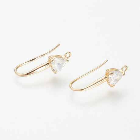 Enkel Ørekroge Med Zirkonia Sten, 18K Forgyldt, (22x13mm) - Uniq Perler - 113168