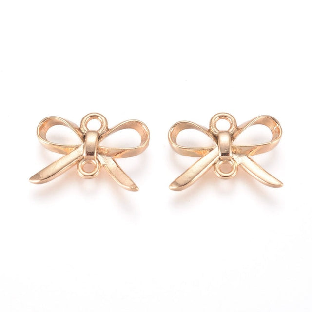 Enkel Sløjfe Mellemled, Forgyldt Messing, 10x14mm, 2 Stk - Uniq Perler - 933840