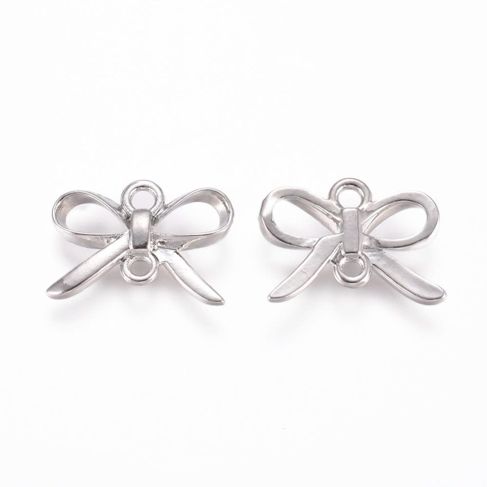 Enkel Sløjfe Mellemled, Platiniums Farvet Messing, 10x14mm, 2 Stk - Uniq Perler - 771847