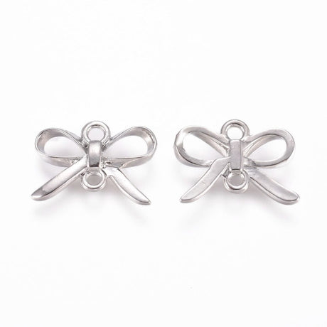 Enkel Sløjfe Mellemled, Platiniums Farvet Messing, 10x14mm, 2 Stk - Uniq Perler - 771847