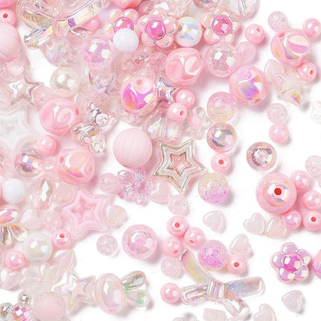 Enkelt perler og sæt Akryl perle mix, rosa nuancer, 100 gram