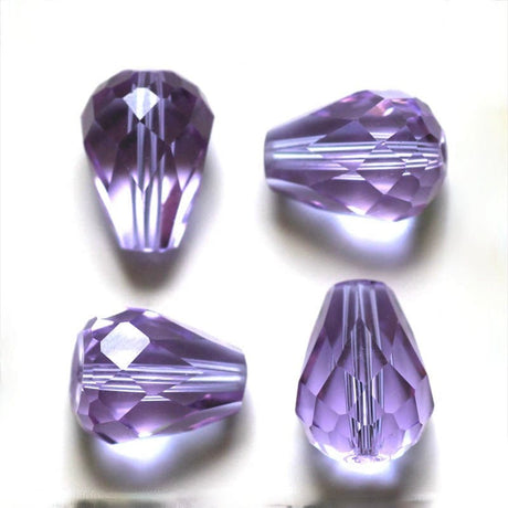 Enkelt perler og sæt Krystal Perler, Austrian Crystal, lilla, Dråbeform, 8x10mm, 10 Stk (kopi)