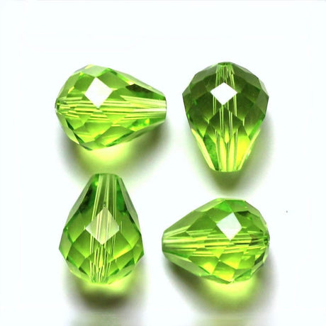 Enkelt perler og sæt Krystal Perler, Austrian Crystal, lime grøn, Dråbeform, 8x10mm, 10 Stk
