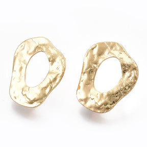 Enkla örhängen med mönstrad yta, 18K Förgylld, (17,5x14,5mm) - Uniq Perler - 114122