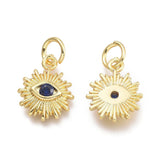 Evil Eye/Sol Vedhæng Med Blå Zirkonia Sten, 18K Langtidsholdbar Forgyldt, 12,5x10mm - Uniq Perler - 113943