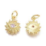 Evil Eye/Sol Vedhæng Med Rosa Zirkonia Sten, 18K Langtidsholdbar Forgyldning, 12,5x10mm - Uniq Perler - 113945