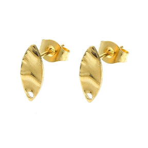 Eye Ear studs, Gold-plated Steel, 12x5mm - Uniq Perler - 805703