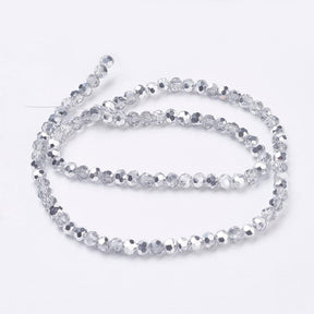 Faceted Glass Beads Clear/Silver (4mm) - Uniq Perler - 