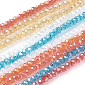 Faceted Glass Beads – Mix, Round (3x2mm), 10 Strands - Uniq Perler - 0000014889073