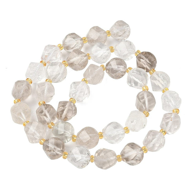 Facetterede Kvarts Perler – Twistformet Klar Krystal (10x9mm) - Uniq Perler - 115771