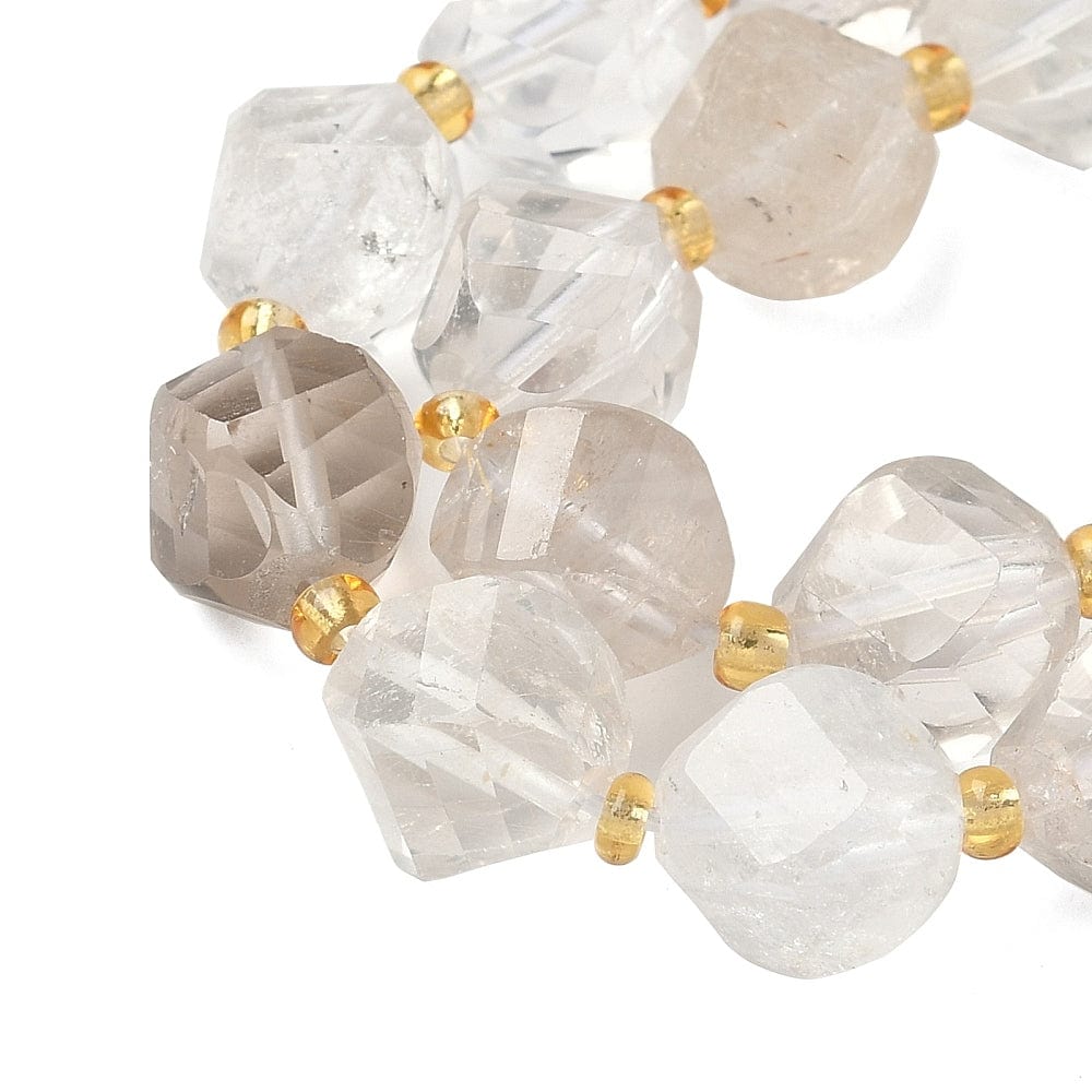Facetterede Kvarts Perler – Twistformet Klar Krystal (10x9mm) - Uniq Perler - 115771
