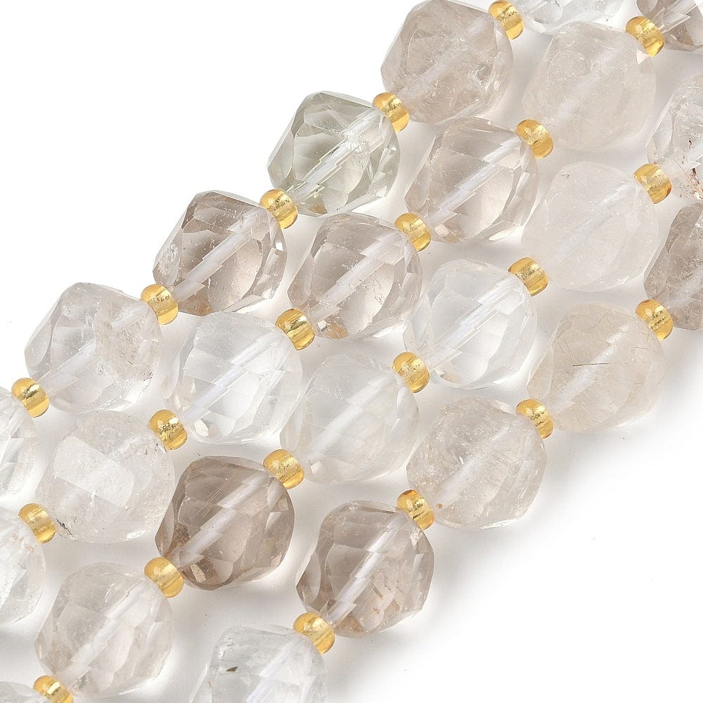 Facetterede Kvarts Perler – Twistformet Klar Krystal (10x9mm) - Uniq Perler - 115771