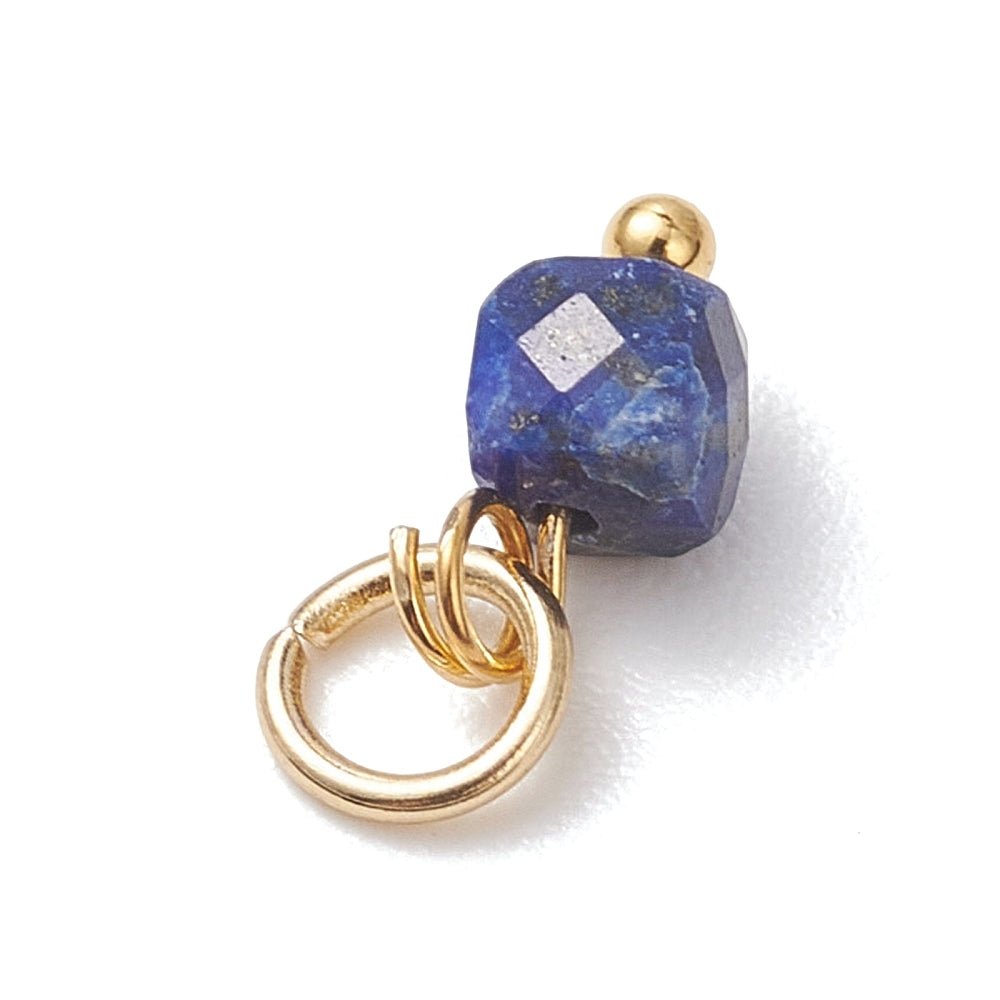 Facettierte Anhänger – Mix Edelsteine mit Vergoldet Stahlanhänger (10 Stk) - Uniq Perler - 