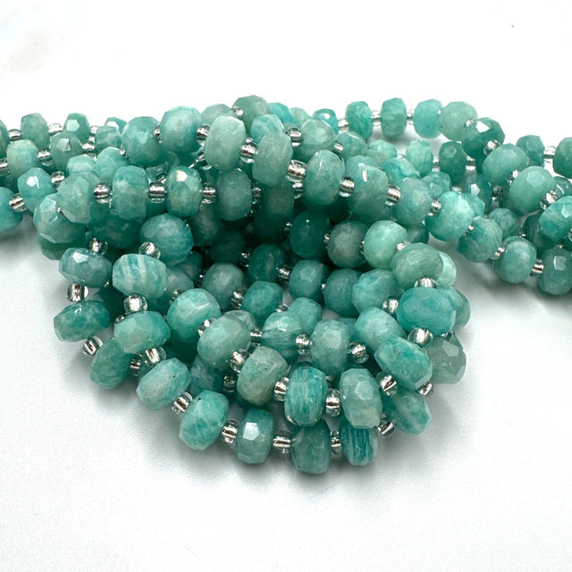 Facetteret Amazonit - Grønblå (6x8mm) - Uniq Perler - 681212