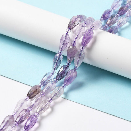 Facetteret Ametyst - Dråbe (8x15mm), 1 Stk - Uniq Perler - 112854