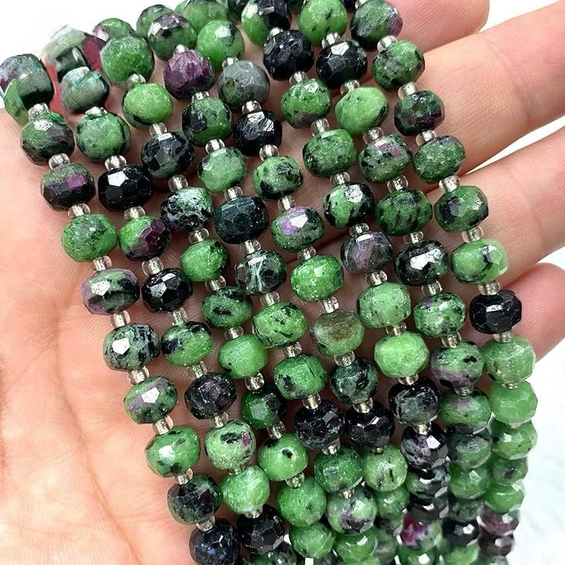 Facetteret Epidot - Grøn (6x8mm) - Uniq Perler - 212845