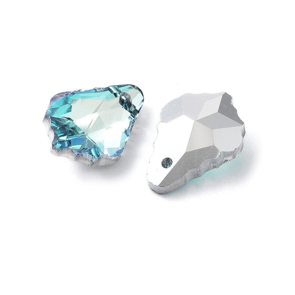 Facetteret Glas Dråbe/Blad, 16x11x6mm, 10 Stk. - Uniq Perler - 111397