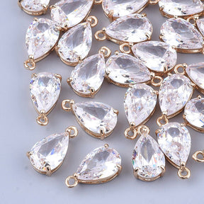 Faceted Glass Pendant – Clear Drop (15mm) 2 pcs. - Uniq Perler - 