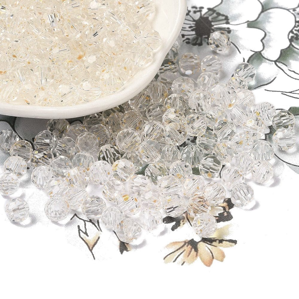 Facetteret Glasperler – Beige/Klar (6x5,5mm, 20 stk.) - Uniq Perler - 113947