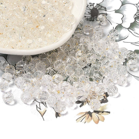 Facetteret Glasperler – Beige/Klar (6x5,5mm, 20 stk.) - Uniq Perler - 113947