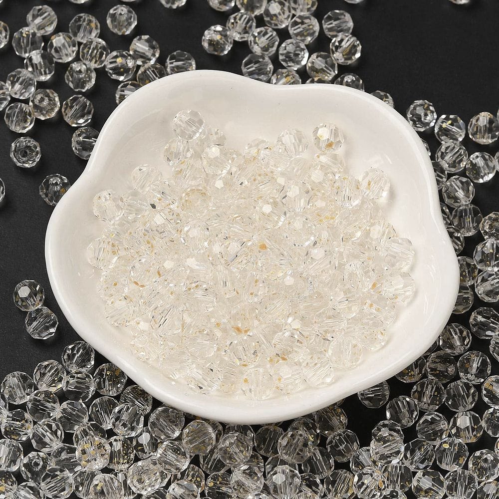 Facetteret Glasperler – Beige/Klar (6x5,5mm, 20 stk.) - Uniq Perler - 113947