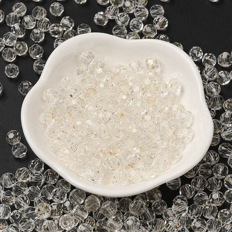 Facetteret Glasperler – Beige/Klar (6x5,5mm, 20 stk.) - Uniq Perler - 113947