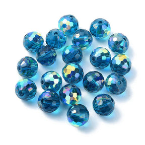 Facettierte Glasperlen, Blau, (10x9mm, 10 Stk.) - Uniq Perler - 112396