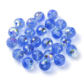 Facetterade Glaspärlor - Blå (8x7mm) 10 st. - Uniq Perler - 113555