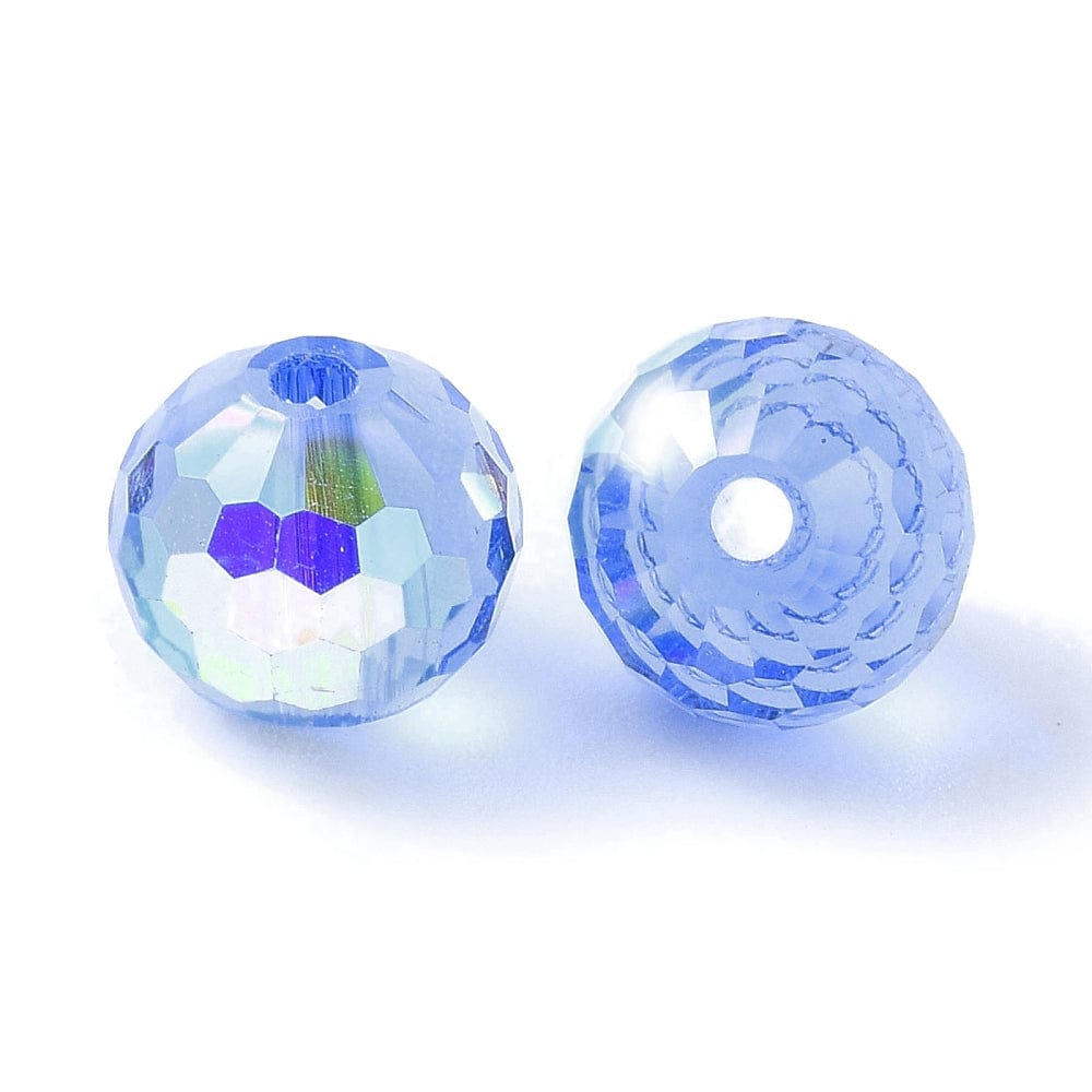 Facetteret Glasperler - Blå (8x7mm) 10 stk. - Uniq Perler - 113555