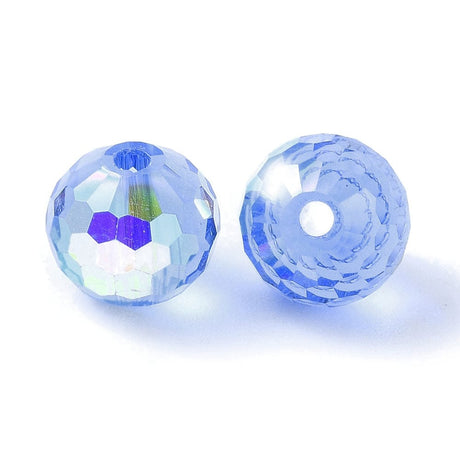 Facetteret Glasperler - Blå (8x7mm) 10 stk. - Uniq Perler - 113555