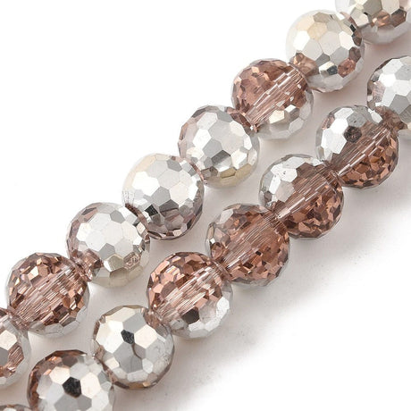 Facetteret Glasperler, Elektroplatede, 8mm - Uniq Perler - 113554