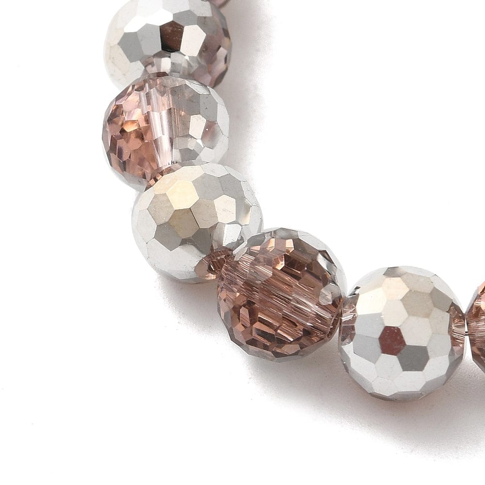 Facetteret Glasperler, Elektroplatede, 8mm - Uniq Perler - 113554