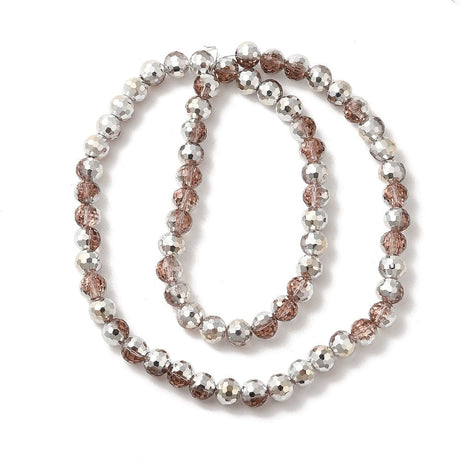 Facetteret Glasperler, Elektroplatede, 8mm - Uniq Perler - 113554