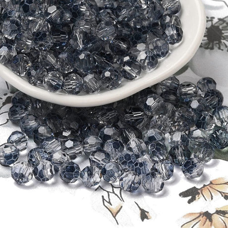 Facetteret Glasperler, Transparent Blå, (6x5,5)mm, 20 stk. - Uniq Perler - 113951