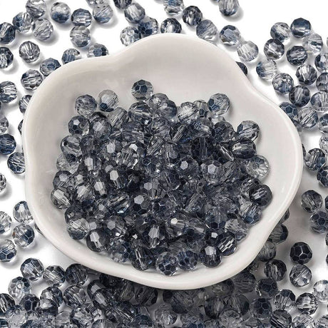 Facetteret Glasperler, Transparent Blå, (6x5,5)mm, 20 stk. - Uniq Perler - 113951